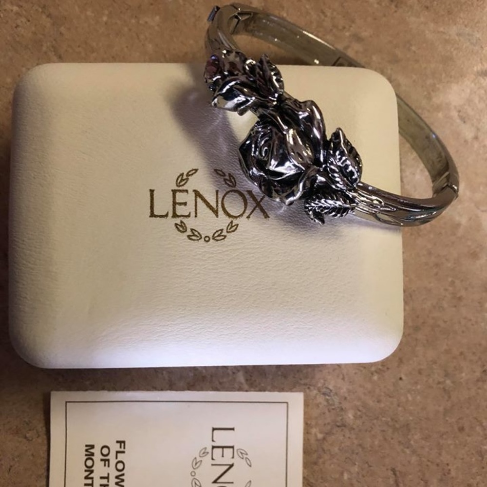Lenox Rose Birthstone June Cuff Bangle Bracelet
